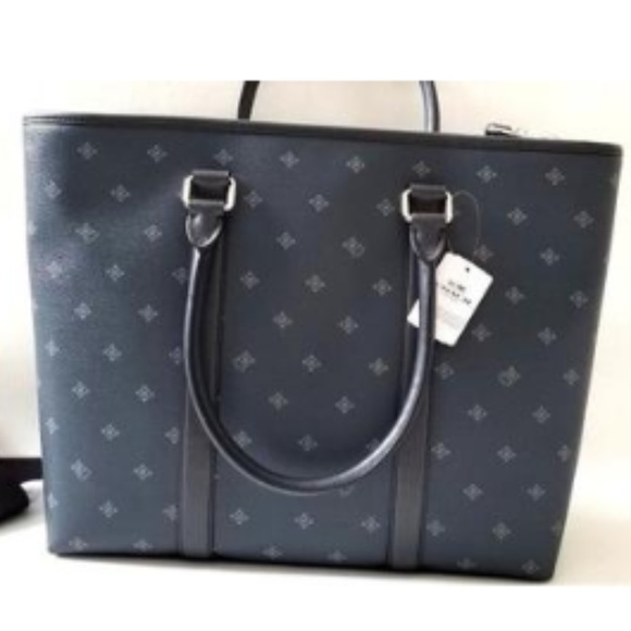 NEW COACH men Diamond Pattern large Tote Briefcase - Picture 6 of 8
